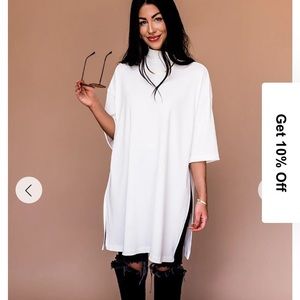 Dressed in LaLa white mock neck tunic